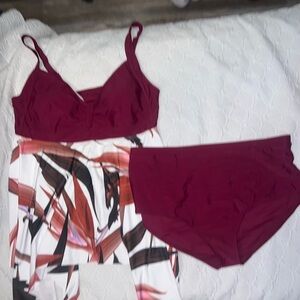 Womans 2 Pc plus size 5XL Bathing suit Tankini Top & Bottom floral print NWOT